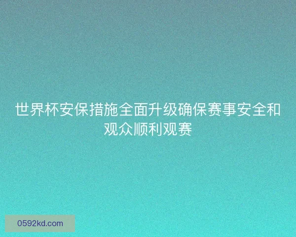 世界杯安保措施全面升级确保赛事安全和观众顺利观赛